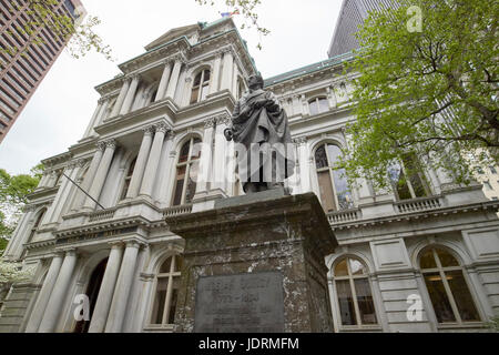 Statue von josiah Quincy iii auf dem Gelände des Alten Rathaus Gebäude Boston USA Stockfoto