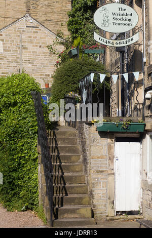 Der faltige Strumpf Tea-Room, Homlfirth Stockfoto