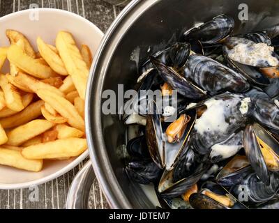 Moules Frites Stockfoto