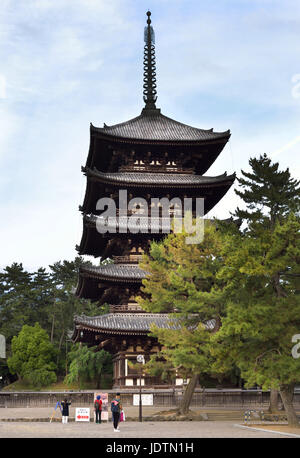 Geschichte des Kofukuji fünf Pagode in der Abenddämmerung, Nara, Japan Stockfoto