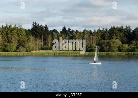 Boot Segeln auf Forfar Loch Stockfoto