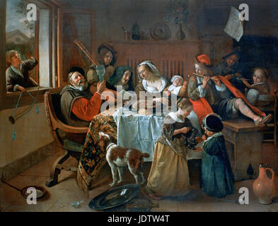 Jan Steen - die fröhliche Familie - 1668 Stockfoto