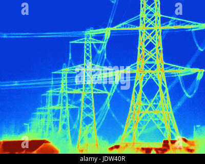 Wärmebild eines elektrischen Türme Stockfoto