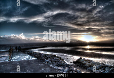 West Kirby Beach Wirral HDR Sonnenuntergang Stockfoto