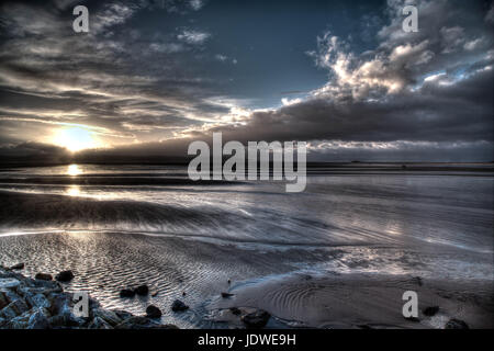 West Kirby Beach Wirral HDR Sonnenuntergang Stockfoto