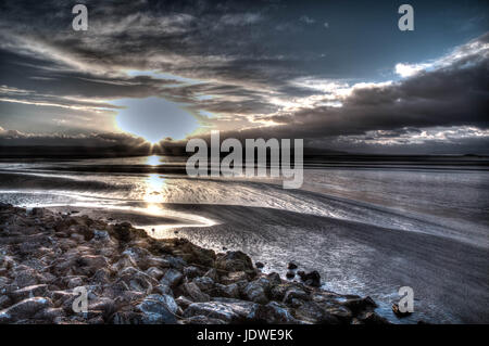 West Kirby Beach Wirral HDR Sonnenuntergang Stockfoto