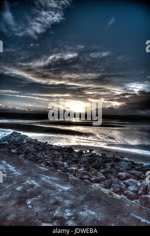 West Kirby Beach Wirral HDR Sonnenuntergang Stockfoto