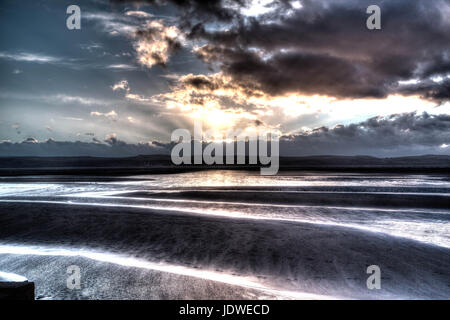 West Kirby Beach Wirral HDR Sonnenuntergang Stockfoto