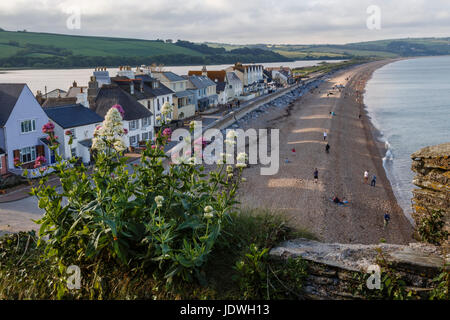 Torcross und Slapton Sands im Sommer Abendlicht, South Devon Stockfoto