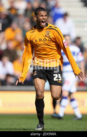 FRAIZER CAMPBELL HULL CITY FC K.C.STADIUM HULL ENGLAND 12. April 2008 Stockfoto