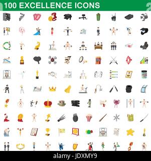 100 Exzellenz Icons set im Cartoon-Stil für alle Design-Vektor-illustration Stock Vektor