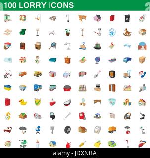 100 LKW-Icons set im Cartoon-Stil für alle Design-Vektor-illustration Stock Vektor