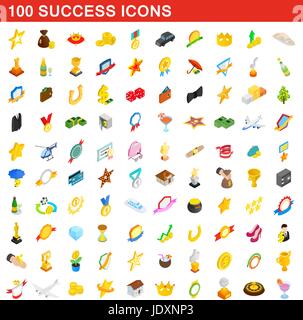 100 Symbole Erfolg inmitten einer isometrischen 3D-Stil für alle Design-Vektor-illustration Stock Vektor