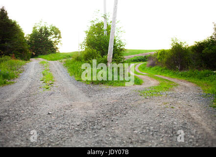 Konzeptbild eines Pfades, der teilt sich in zwei und eine Auswahl erfolgen. Stockfoto