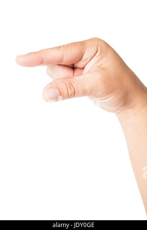 Handsymbol deutete isoliert auf weißem Hintergrund Stockfoto