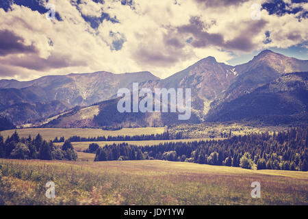 Retro-alte Film stilisierte Foto der hohen Tatra, Slowakei. Stockfoto