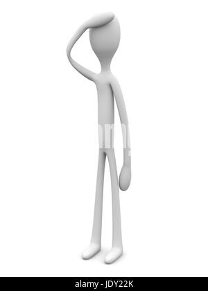 Eine Cartoon-Figur mit Kopfschmerzen. 3D Illustration. Stockfoto