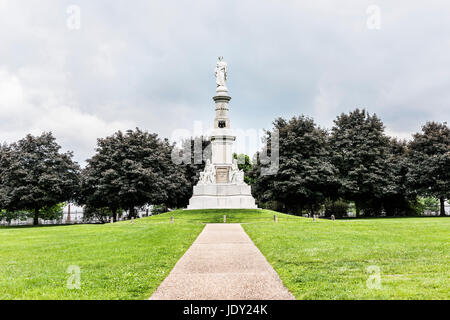 Gettysburg, USA - 24. Mai 2017: Gettysburg Staatsangehörig-Kirchhof Schlachtfeld Park mit großen Skulptur Stockfoto