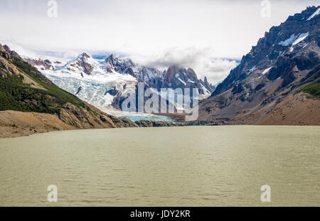 Cerro Torre und Lagune Torre in Patagonien - El Chalten, Argentinien Stockfoto