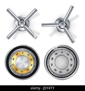 Metall-Zahlenschloss isolierten Vector. Realistische Darstellung. Sicherheit-Abbildung. Security-Konzept. Metall Stahl Sperre für Sicherheit und Privatsphäre. PR Stock Vektor