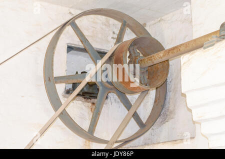 LWL-Freilichtmuseum Hagen.  Aufnahmen Mit Freundlicher Genehmigung der Abteilung Für Öffentlichkeitsarbeit. Über Die Übertragung Wurde sterben Kraftübertragung von der Dampfmaschine, Windmühle Oder Wassermühle Auf Angeschlossene Maschinen Übertragen. Stockfoto