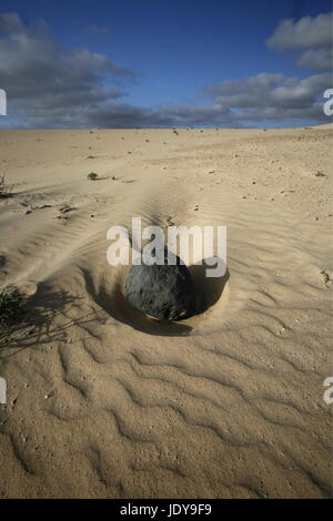 die Dünen von Corralejo im Norden der Insel Fuerteventura auf der Kanarischen Insel von Spanien in den Atlantischen Ozean. Stockfoto