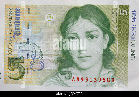 Alten Fife D-Mark Banknote, Bill Stockfoto