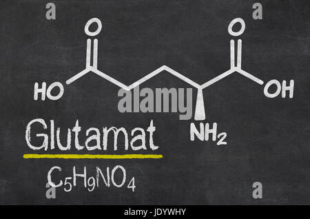 Schiefertafel Mit der Chemischen Formel von Glutamat Stockfoto