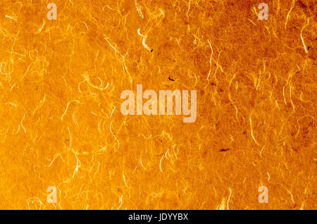 Closeup detaliert von gelb bis orange gradient Recyclingpapier Textur Hintergrund. Stockfoto
