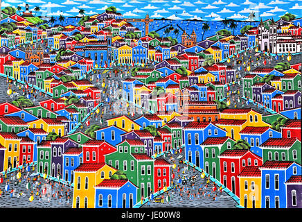 Bilder von bunten Gebäuden in Salvador, Bahia, Brasilien am 11.03.2011 Stockfoto