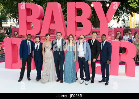 London, Vereinigtes Königreich von Großbritannien und Nordirland. 21. Juni 2017. Besetzung des Films an die Europäische Premiere von BABY Fahrer teilnehmen. London, UK. 21.06.2017 | Nutzung weltweit Credit: Dpa/Alamy Live-Nachrichten Stockfoto