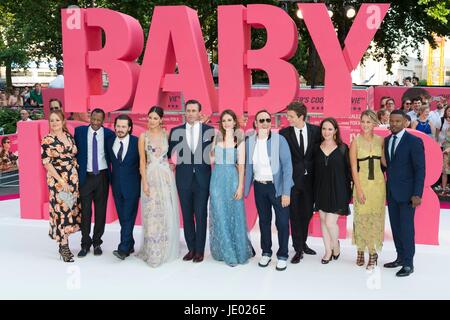 London, Vereinigtes Königreich von Großbritannien und Nordirland. 21. Juni 2017. Besetzung des Films an die Europäische Premiere von BABY Fahrer teilnehmen. London, UK. 21.06.2017 | Nutzung weltweit Credit: Dpa/Alamy Live-Nachrichten Stockfoto