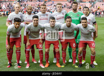 Washington DC, USA. 21. Juni 2017. Atlanta United FC Startelf vor einem MLS Fußball-match zwischen der D.C. United und Atlanta United FC im RFK Stadium in Washington DC. D.C. United besiegt Atlanta United FC, 2: 1. Justin Cooper/CSM/Alamy Live-Nachrichten Stockfoto