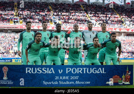 Moskau, Russland. 21. Juni 2017. Trainingstage Portugals Line-up vor FIFA Confederations Cup Russland 2017 Gruppe eine Übereinstimmung zwischen Russland und Portugal Spartak-Stadion in Moskau, am 21. Juni 2017. Portugal 1-0 gewonnen. Bildnachweis: Evgeny Sinitsyn/Xinhua/Alamy Live-Nachrichten Stockfoto