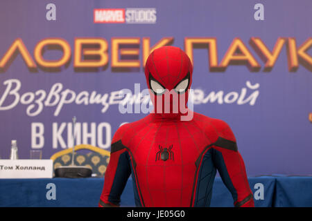 Moskau, Russland. 21. Juni 2017. Vor der Pressekonferenz mit Crew und Darsteller des Films "Spider-Man: Homecoming.". Bildnachweis: Victor Vytolskiy/Alamy Live-Nachrichten Stockfoto