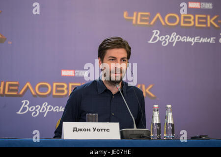 Moskau, Russland. 21. Juni 2017. Regisseur Jon Watts auf einer Pressekonferenz mit der Crew und Darsteller für seinen Film "Spider-Man: Homecoming.". Bildnachweis: Victor Vytolskiy/Alamy Live-Nachrichten Stockfoto