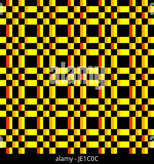 Gelb, Orange & schwarze Quadrate & Rechtecke nahtlose Muster Stockfoto