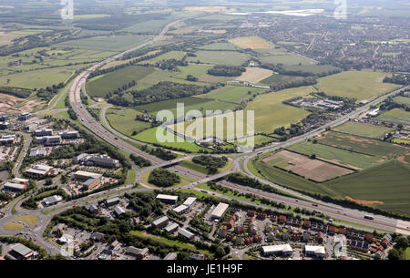 Luftaufnahme der Kreuzung 46 der M1 bei Swillington, Leeds, UK Stockfoto