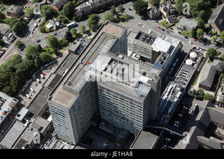 Luftaufnahme des The Royal Hallamshire Hospital, Sheffield, UK Stockfoto