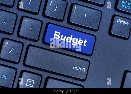 Budget-Wort auf Computer Tastatur Taste closeup Stockfoto