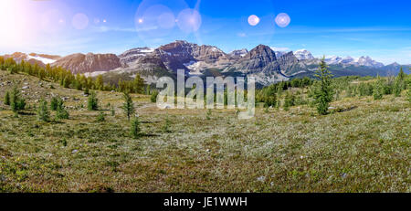 Panoramablick auf Berge im Banff National Park in der Nähe von Ägypten Lake, Alberta, Kanada Stockfoto