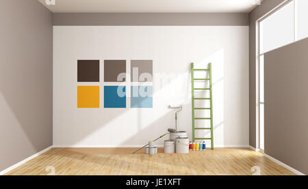 Ausgewählten Farbfeld zu malen Wand in einem minimalistischen Raum - Rendering Stockfoto