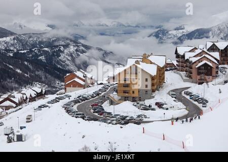 Skigebiet in den Alpen, Valmeinier Stockfoto