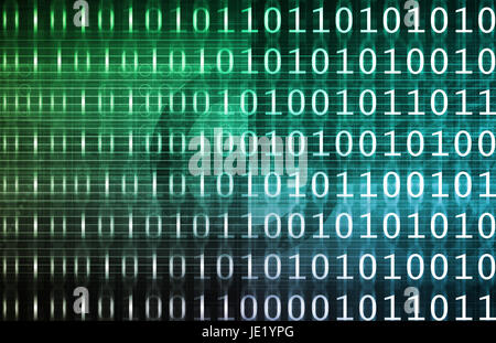 Binary Technologie Stream mit 1 s und 0 s Kunst Stockfoto