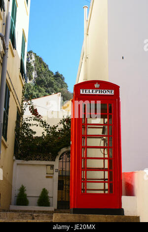 Nahaufnahme Detail der ikonische britische Telefonzelle befindet sich in Gibraltar Stockfoto