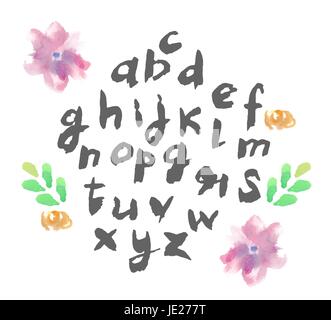 Hand gezeichnet Alphabet mit Pinsel Stift geschrieben. Buchstaben sind eingerichtet. Vektor EPS10 Stock Vektor