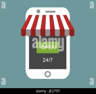 Konzept der Tag und Nacht online Shop auf modernen Smartphones. Vektor-Illustration EPS10 Stock Vektor