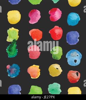 Aquarell Kreise Musterdesign. Retro-handgemalte Kreise Ornament. Runde Formen Muster. Runde Formen. Bemalte Ornament. Grunge bunte runden Stock Vektor