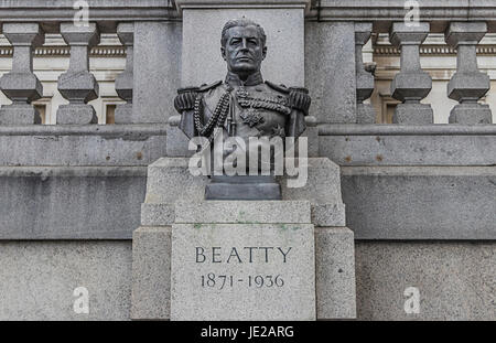 Statue von David Beatty, 1. Earl Beatty. Admiral der Flotte David Richard Beatty, 1. Earl Beatty GCB, OM, GCVO, DSO, PC war ein Offizier der Royal Navy.