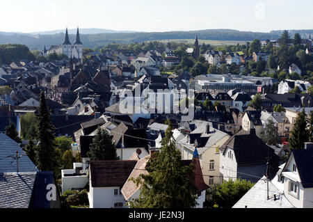 Blick von der Burg Auf Die Altstadt, Montabaur, Rheinland-Pfalz, Deutschland Stockfoto